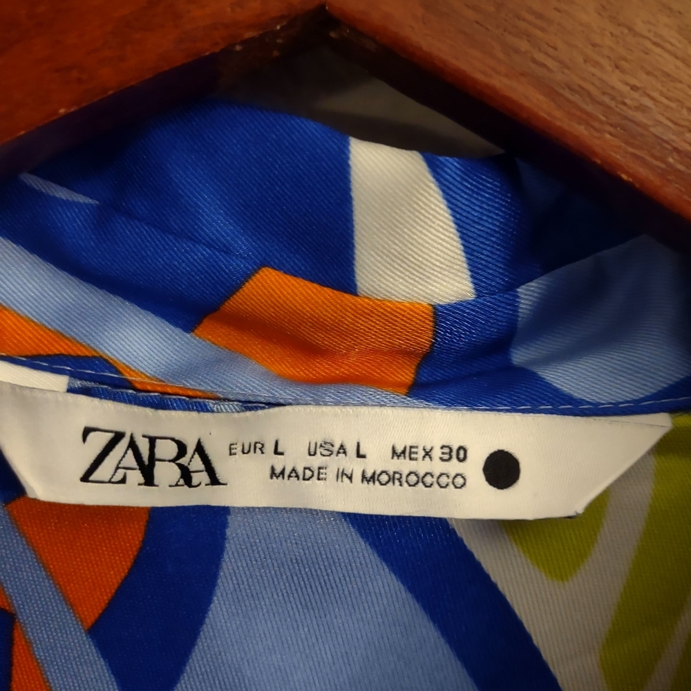 ***SOLD 2/8/25***Zara Retro Swirl Print Button Down Shirt Size Large - Picture 5 of 14
